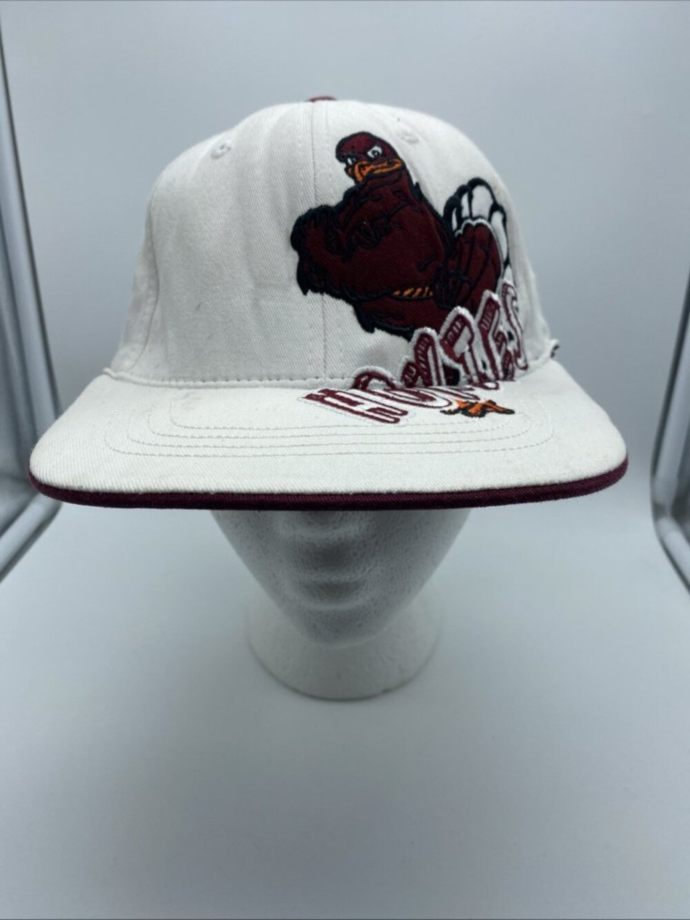 Virginia Tech Hokies VT White Baseball Cap Hat One Fit Stretch M/L NCAA